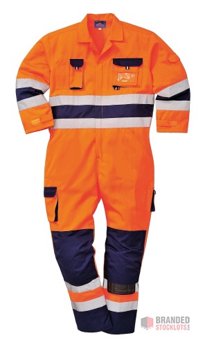 Portwest TX55 Nantes Hi-Vis Overall, Orange/Navy, Size XL - thumbnail image - Premier B2B Stocklot Marketplace