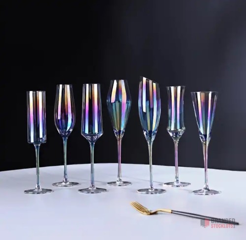 Luxury Electroplated Champagne Flute Glasses - Colorful and Elegant - thumbnail image - Premier B2B Stocklot Marketplace