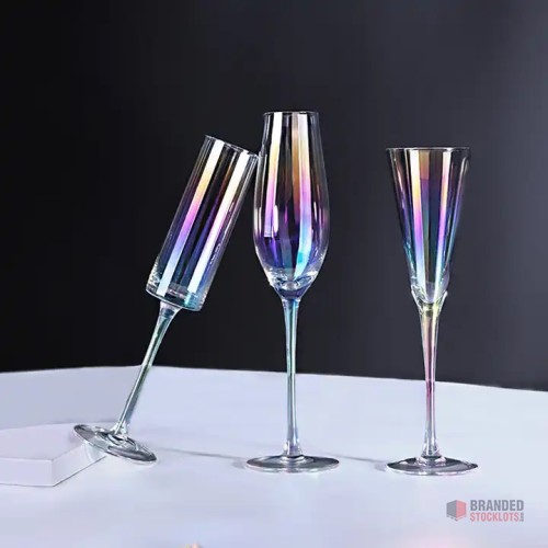 Luxury Electroplated Champagne Flute Glasses - Colorful and Elegant - thumbnail image - Premier B2B Stocklot Marketplace