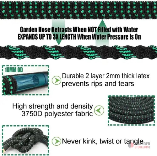 100ft Expandable Garden Water Hose - Durable & Flexible - thumbnail image - Premier B2B Stocklot Marketplace