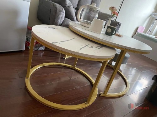 Modern Luxury Coffee Table - Wood Top with Marble Texture for Elegant Living Spaces - thumbnail image - Premier B2B Stocklot Marketplace