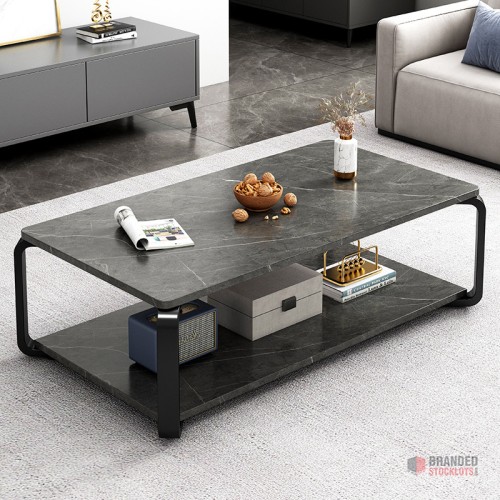 Luxury Marble Wood Coffee Table with Iron Legs - Ideal for Modern Living Spaces - Premier B2B Stocklot Marketplace