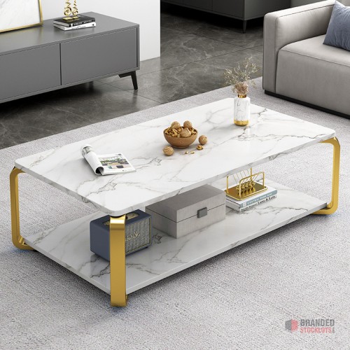 Luxury Marble Wood Coffee Table with Iron Legs - Ideal for Modern Living Spaces - thumbnail image - Premier B2B Stocklot Marketplace