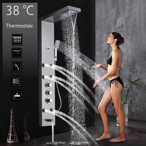 Premium Stainless Steel Wall Mounted Black Shower Column – Hotel's Modern Design - thumbnail image - Premier B2B Stocklot Marketplace