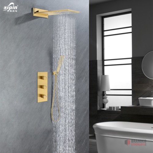 Elevate Your Bathroom Experience with In-Wall Concealed Luxury Shower Set - Black/Gold Finish - thumbnail image - Premier B2B Stocklot Marketplace