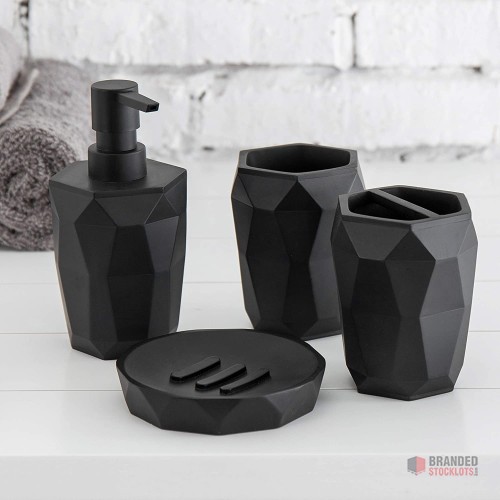 Premium Hotel Bathroom Accessories Set – Elegant Black Marble Stone Design - Premier B2B Stocklot Marketplace