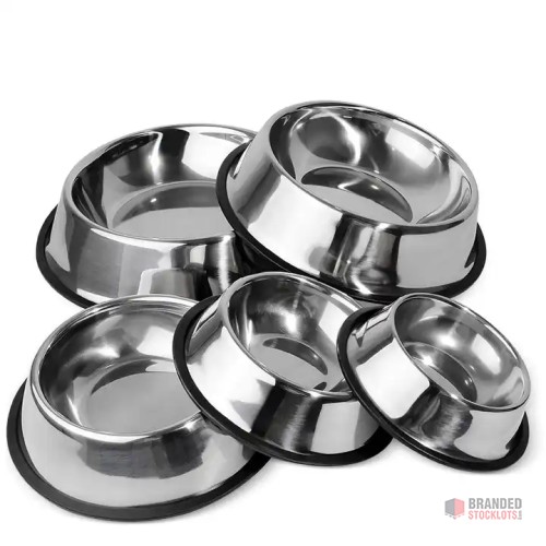 PawFeast Stainless Steel Non-Slip Pet Bowls with Paw Print - thumbnail image - Premier B2B Stocklot Marketplace