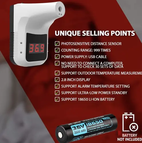 K3 Wall-Mounted Thermometer for Efficient Entrance Monitoring - thumbnail image - Premier B2B Stocklot Marketplace