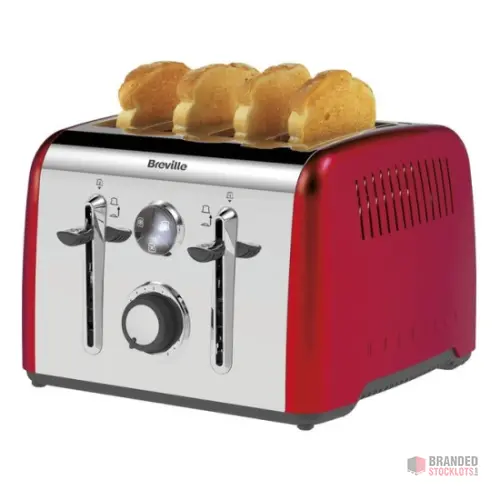 Breville VTT724 Aurora 4-Slice Wide Slot High Lift Toaster in Red - Premier B2B Stocklot Marketplace