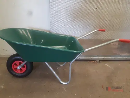 130 Litre Unassembled Green Plastic Wheelbarrow - Premier B2B Stocklot Marketplace